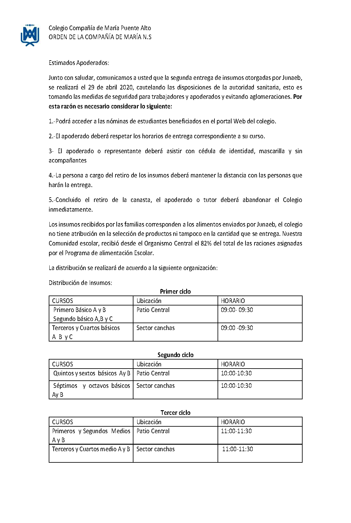 Segunda y última Entrega de Canastas Familiares