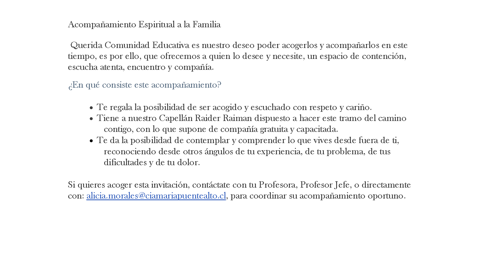 Acompañamiento espiritual a la Familia