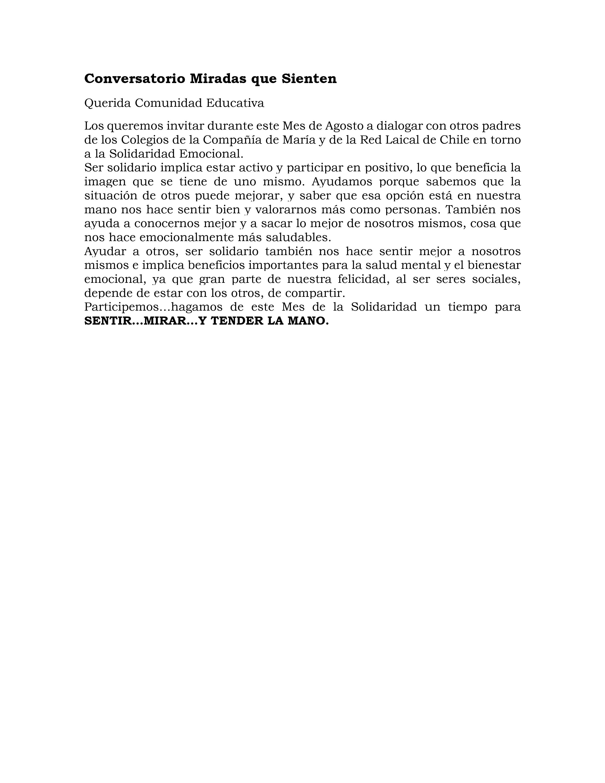 Conversatorio Miradas que Sienten